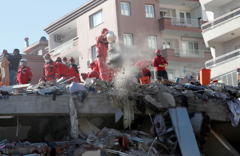 Rescue operations after earthquake struck Aegean Sea, in Izmir