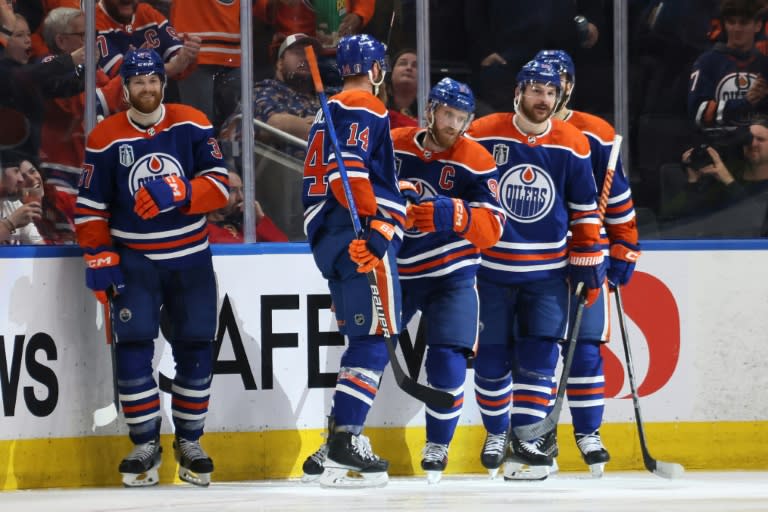 <a class="link " href="https://sports.yahoo.com/nhl/players/6743/" data-i13n="sec:content-canvas;subsec:anchor_text;elm:context_link" data-ylk="slk:Connor McDavid;sec:content-canvas;subsec:anchor_text;elm:context_link;itc:0">Connor McDavid</a> celebrates after scoring for <a class="link " href="https://sports.yahoo.com/nhl/teams/edmonton/" data-i13n="sec:content-canvas;subsec:anchor_text;elm:context_link" data-ylk="slk:Edmonton;sec:content-canvas;subsec:anchor_text;elm:context_link;itc:0">Edmonton</a> in their Stanley Cup game four rout of <a class="link " href="https://sports.yahoo.com/nhl/teams/florida/" data-i13n="sec:content-canvas;subsec:anchor_text;elm:context_link" data-ylk="slk:Florida;sec:content-canvas;subsec:anchor_text;elm:context_link;itc:0">Florida</a> (BRUCE BENNETT)