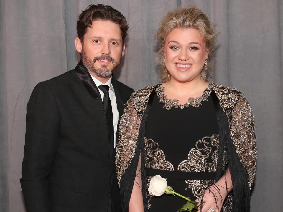 Brandon Blackstock and recording artist Kelly Clarkson attend the 60th Annual GRAMMY Awards at Madison Square Garden on January 28, 2018 in New York City