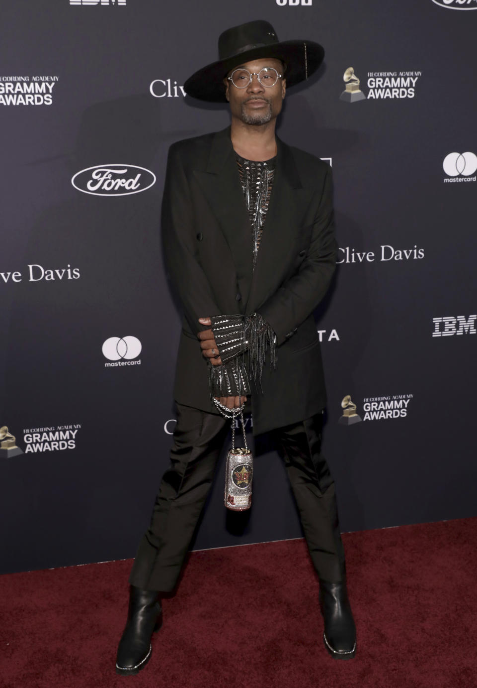 Billy Porter arrives at the Pre-Grammy Gala And Salute To Industry Icons at the Beverly Hilton Hotel on Saturday, Jan. 25, 2020, in Beverly Hills, Calif. (Photo by Mark Von Holden/Invision/AP)