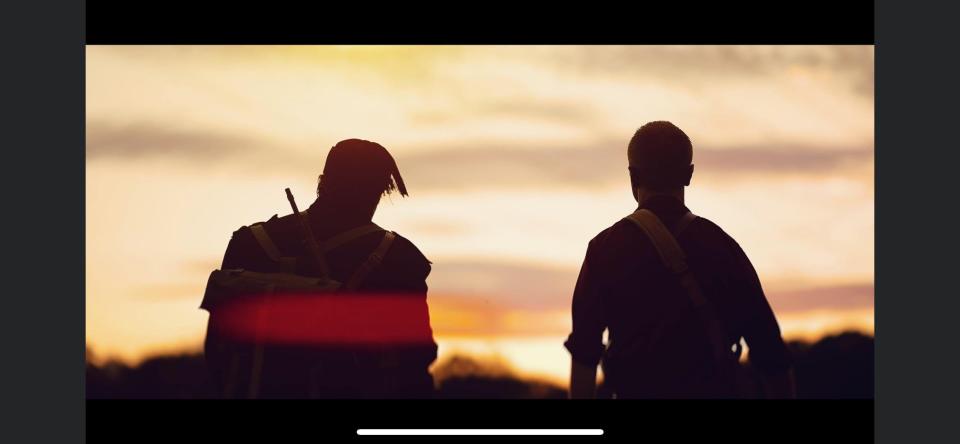 A still from "Quarter Given," a World War II movie that was filmed in Portage County, shows the two main characters, a captain in the Italian army and an American Army captain, walking through the countryside. The two men make an unlikely alliance to save the life of a young girl.