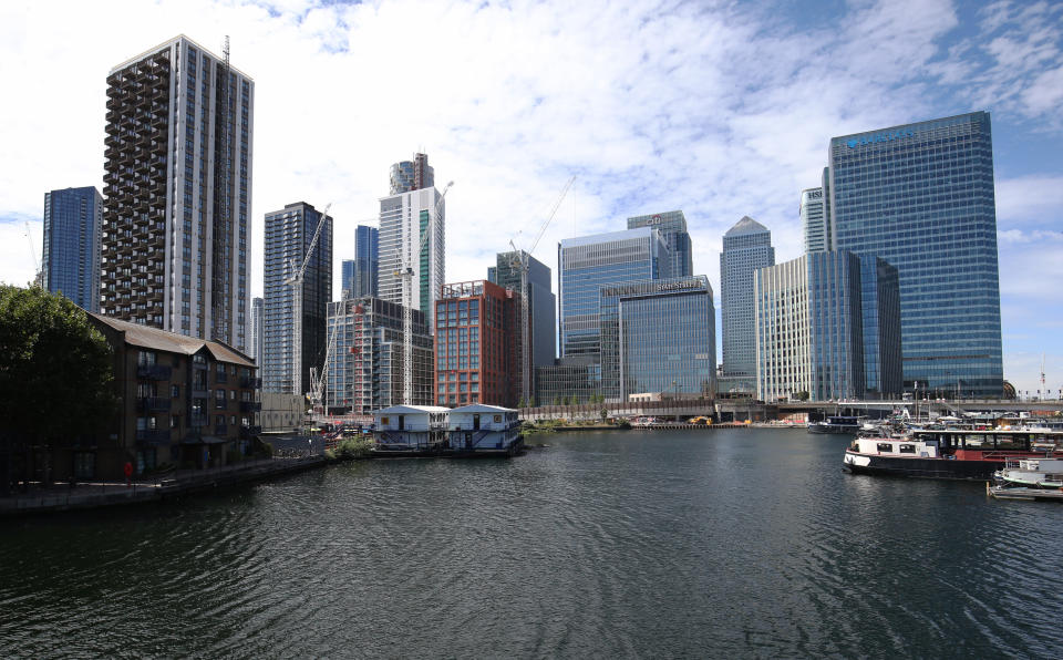 Barclays, Citi and HSBC London HQs form the Canary Wharf skyline. Photo: PA