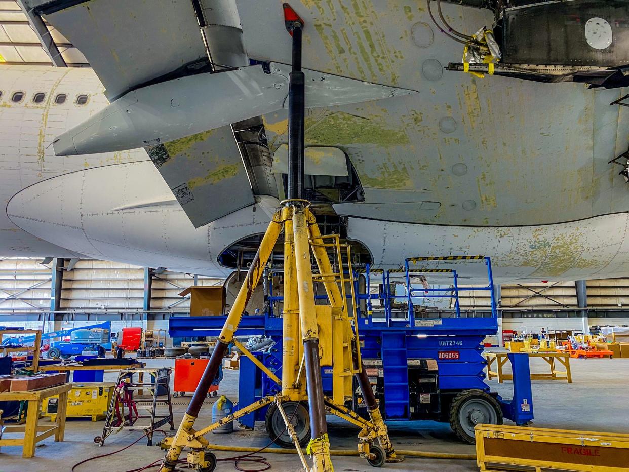 An aircraft in maintenance Pinal Airpark in Marana, Arizona — Pinal Airpark Tour 2021