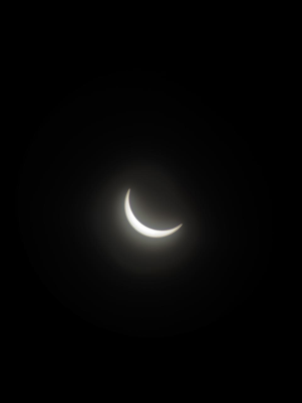 Total eclipse shot through Vaonis Hestia telescope showing partial eclipse