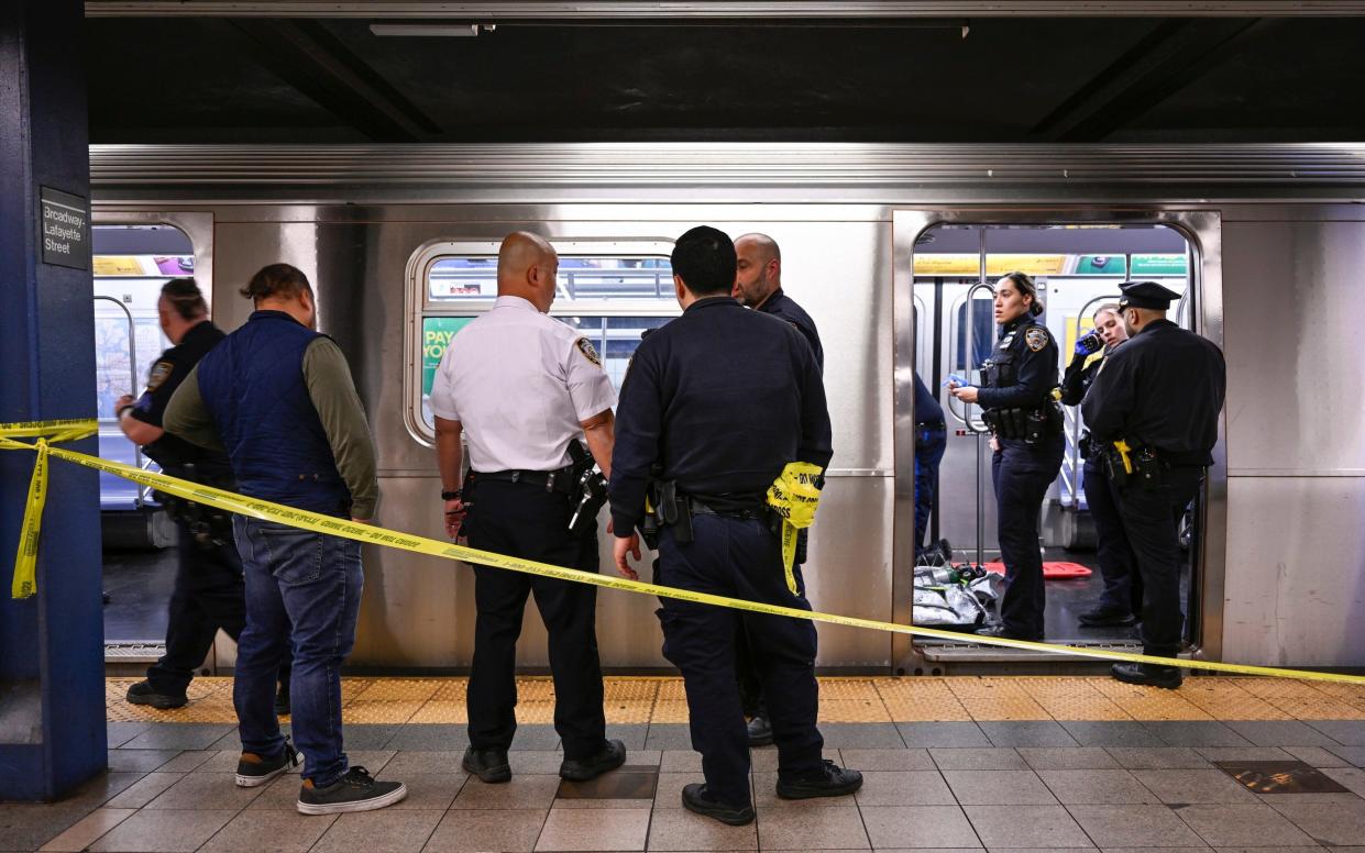 A crime scene on the subway