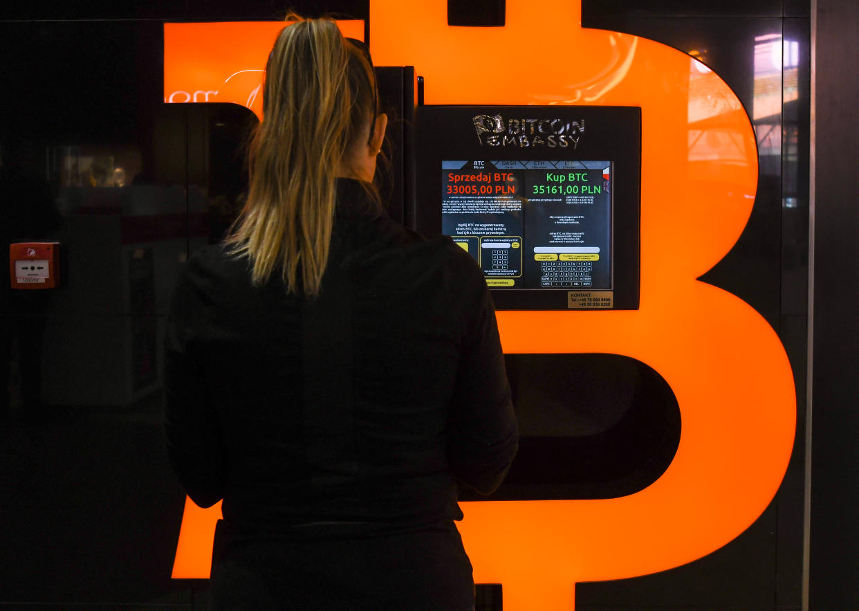 A lady checking latest prices of Bitcoin digital currency outside Bitcoin ATM machine in Rzeszow's Millenium Shopping Mall.
A week ago, the Bitcoin (BTC) situation was looking not good, with a possibility of a further drop to $6,000 that began to circulate between traders. 
Now, Bitcoin appears to have stabilized and traders expect a strong move to $8,500 over the coming days. 
On Thursday, October 3, 2019, in Rzeszow, Poland. (Photo by Artur Widak/NurPhoto via Getty Images)