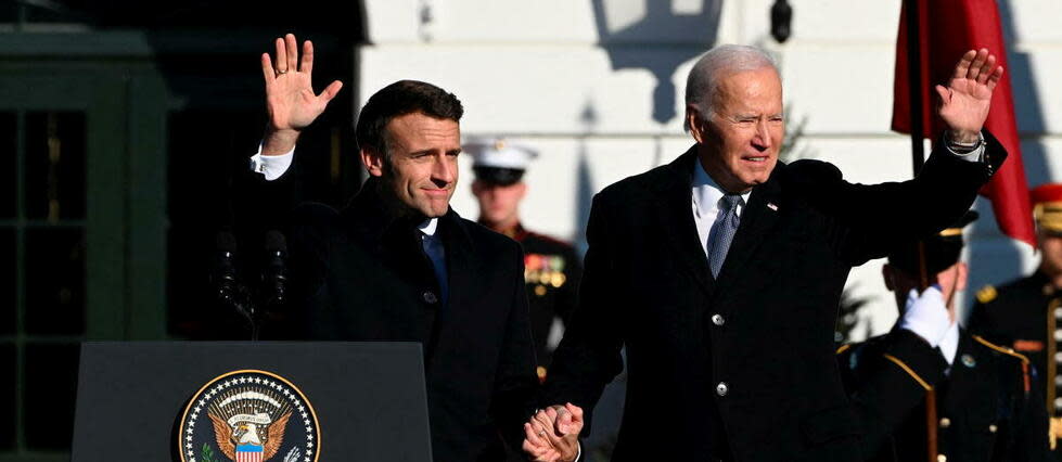 La France et les États-Unis « sont les alliés les plus solides car cette amitié est enracinée à travers les siècles », a déclaré Emmanuel Macron.  - Credit:SAUL LOEB / AFP