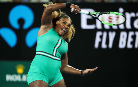 Tennis - Australian Open - Second Round - Melbourne Park, Melbourne, Australia, January 17, 2019. Serena Williams of the U.S. in action during the match against Canada’s Eugenie Bouchard. REUTERS/Lucy Nicholson