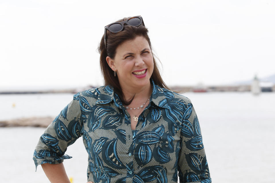 British TV presenter Kirstie Allsopp poses for the photocall of the TV series "Love it or list it UK" during the MIPCOM audiovisual trade fair in Cannes, southeastern France, on October 5, 2015. Held each year on the French Riviera, the audiovisual trade fair brings together the movers and shakers of the global entertainment business to network, talk shop and buy, sell and finance new content. AFP PHOTO / VALERY HACHE (Photo by Valery HACHE / AFP) (Photo by VALERY HACHE/AFP via Getty Images)