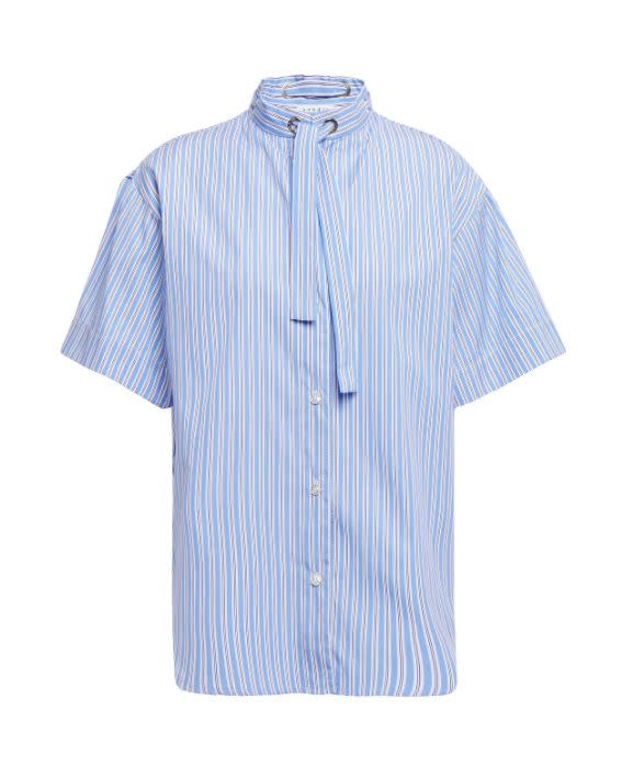 Jacob pussy-bow striped cotton-poplin blouse