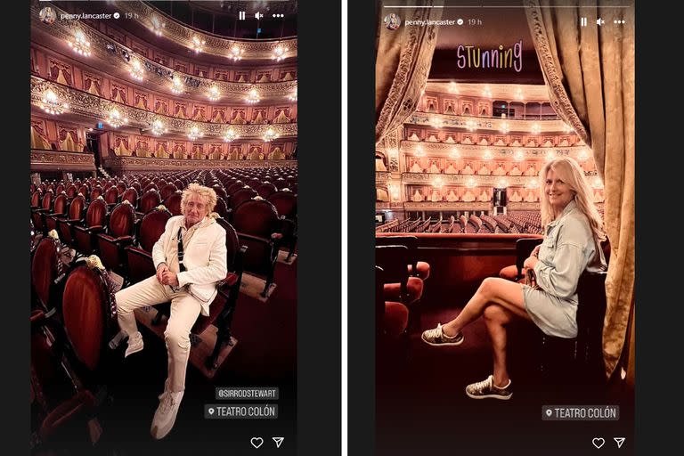 Rod Stewart y su mujer visitaron el emblemático Teatro Colón