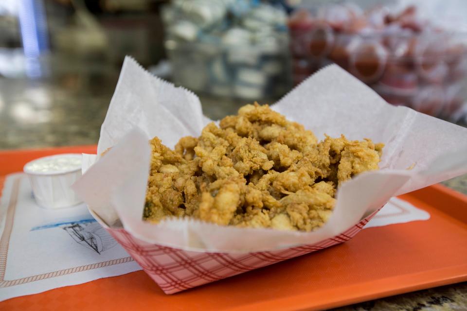 Fried clams sit in the pass-through window at Kream 'N Kone ready to be served in this 2017 file photo.