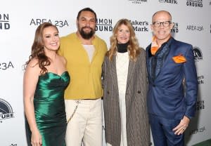 <span class="caption">Rebecca Harrell Tickell, Jason Momoa, Laura Dern and Josh Tickell at the Los Angeles special screening of “Common Ground” in Beverly Hills, California on January 11, 2024.</span> <span class="credit">Amy Sussman/Getty Images</span>