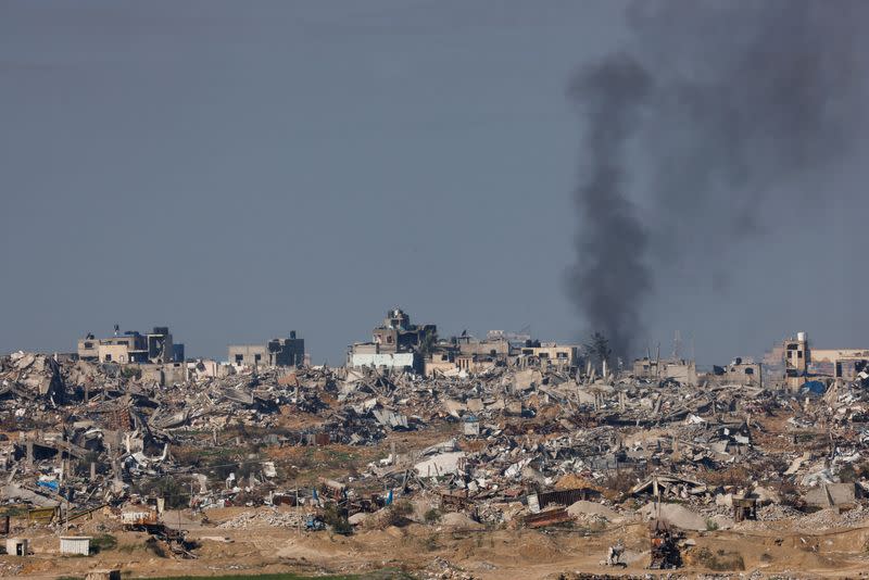 Smoke rises over Gaza as seen from Israel