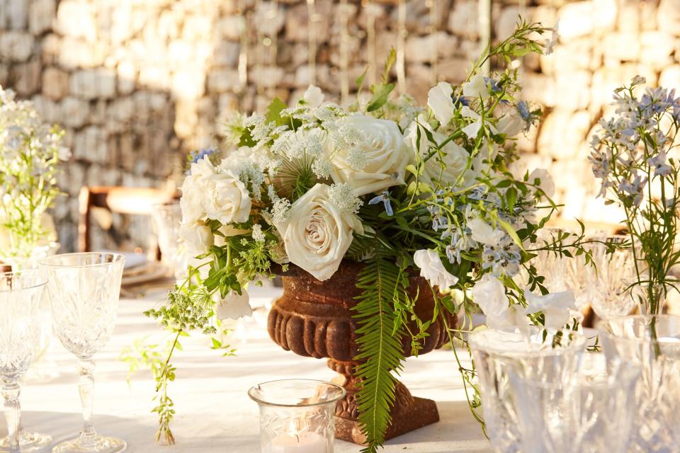 “The setting is already so beautiful; we thought it didn’t need too much, so we did low flowers on the table,” Caroline explains.