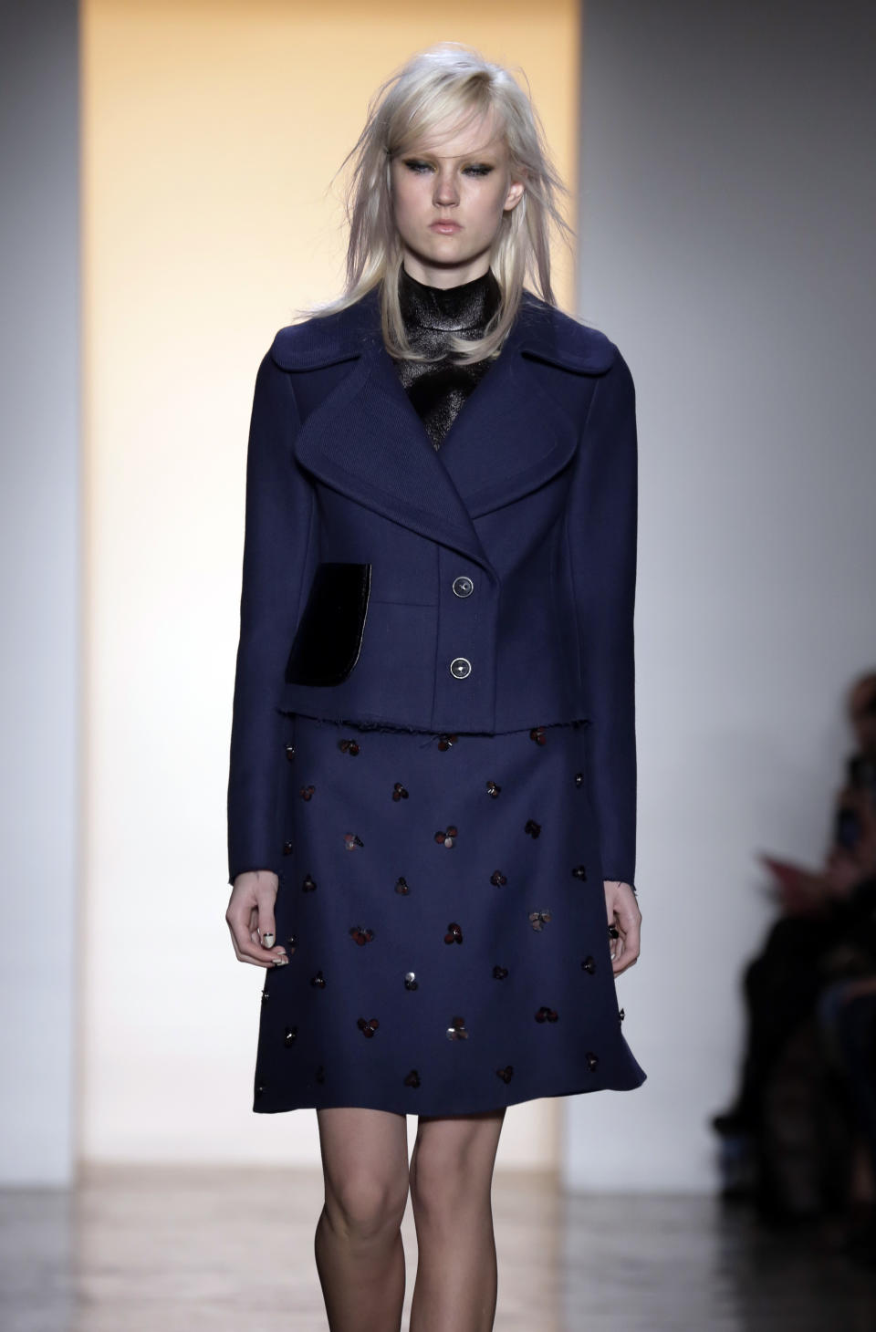 The Peter Som Fall 2014 collection is modeled during Fashion Week in New York, Friday, Feb. 7, 2014. (AP Photo/Richard Drew)