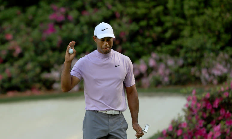 tiger woods is really starting to feel it at the masters