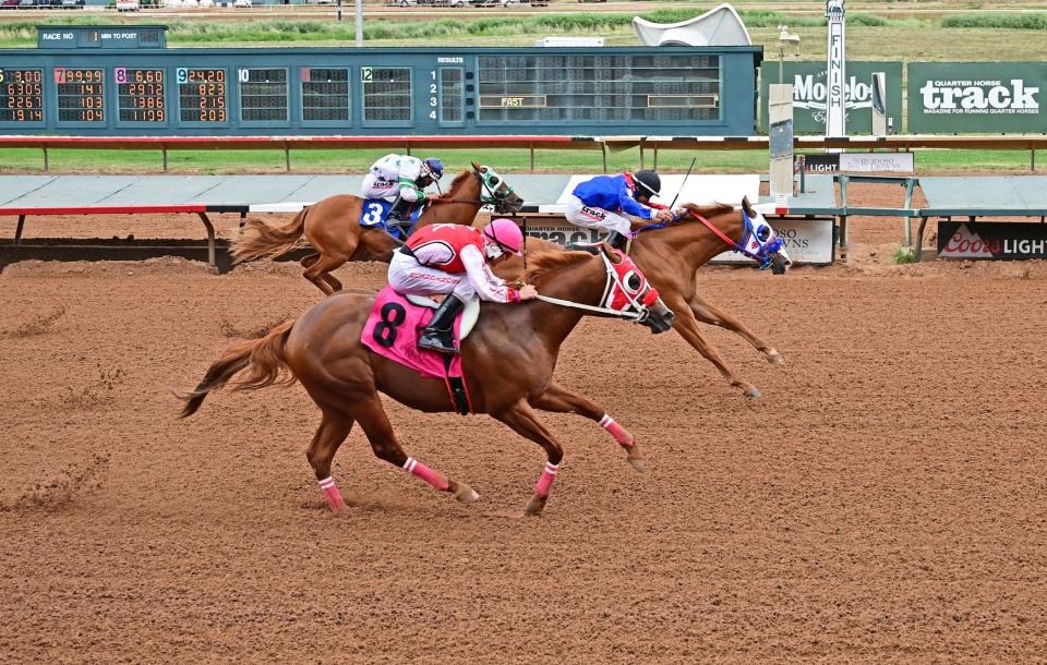 Corner Pocket 123 rallied from a poor start Saturday to qualify for the All American Futurity on Labor Day for 2-year-old quarter horses for trainer Heath Taylor.