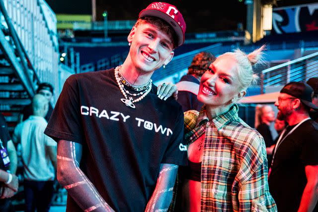 <p>John Shearer/Getty</p> Machine Gun Kelly and Gwen Stefani.