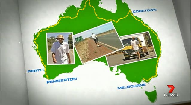 At age 80 he cut short a lap of the country when he learned his wife Jan had cancer. Photo: 7 News