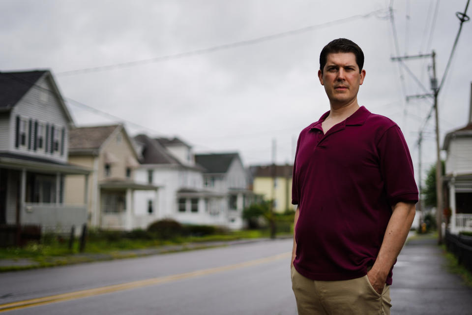 Rental property owner Ryan David poses for a photograph in Pittston, Pa., Wednesday, Aug. 18, 2021. Landlords say they have suffered financially due to various state, local and federal moratoriums in place since last year, amid the pandemic. David fears the $2,000 he's owed in back rent will quickly climb to thousands more as a result of the Centers for Disease Control and Prevention announcing a new moratorium, lasting until Oct. 3. (AP Photo/Matt Rourke)