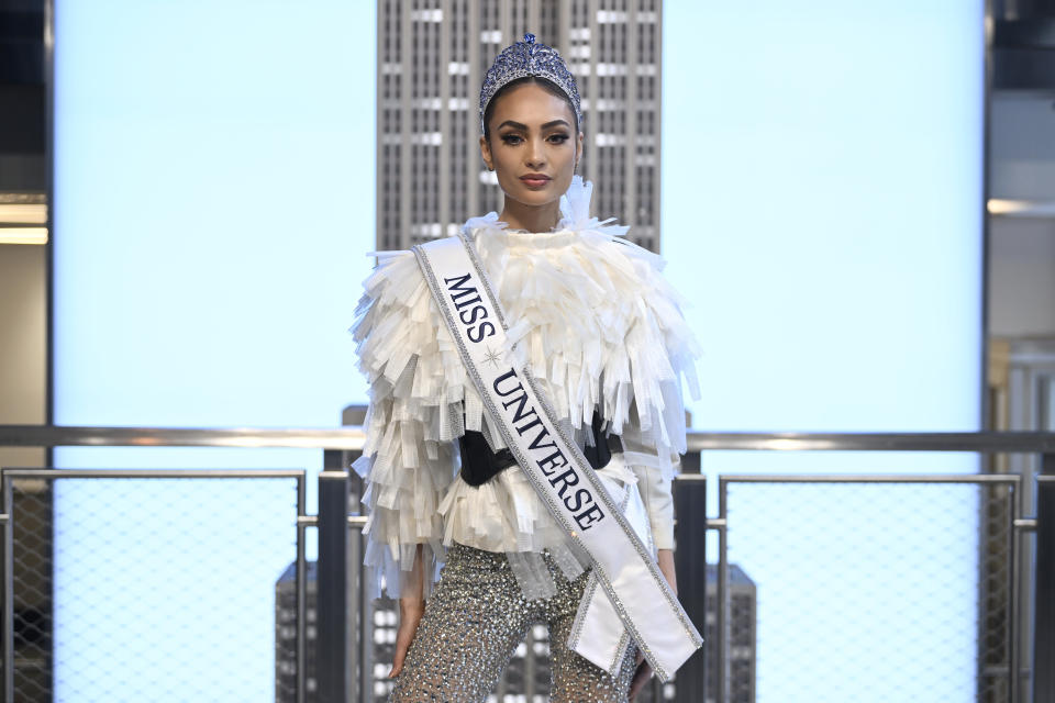 NEW YORK, NEW YORK - JANUARY 17: Miss Universe 2022 R'Bonney Gabriel visits The Empire State Building on January 17, 2023 in New York City. (Photo by Roy Rochlin/Getty Images for Empire State Realty Trust)