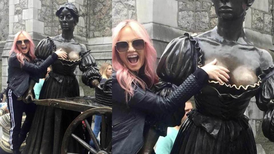 <p>Baby Spice called upon one of Ireland’s most famous symbols for luck and top tourist spots in the country … Molly Malone’s breasts. The Spice Girls singer stopped by the infamous statue in Dublin hours before the Spice World tour premieres at the nearby Croke Park stadium. The Molly Malone statue was unveiled during the […]</p> <p>The post <a rel="nofollow noopener" href="https://theblast.com/spice-girls-emma-bunton-spice-world-ireland-molly-malone/" target="_blank" data-ylk="slk:Emma Bunton Grabs a Handful of Luck from Molly Malone Before ‘Spice World’ Kicks Off;elm:context_link;itc:0;sec:content-canvas" class="link ">Emma Bunton Grabs a Handful of Luck from Molly Malone Before ‘Spice World’ Kicks Off</a> appeared first on <a rel="nofollow noopener" href="https://theblast.com" target="_blank" data-ylk="slk:The Blast;elm:context_link;itc:0;sec:content-canvas" class="link ">The Blast</a>.</p>