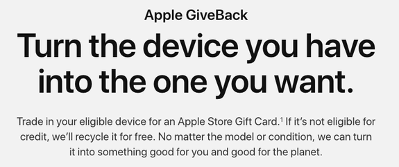 Apple's GiveBack program puts an emphasis on helping the environment.