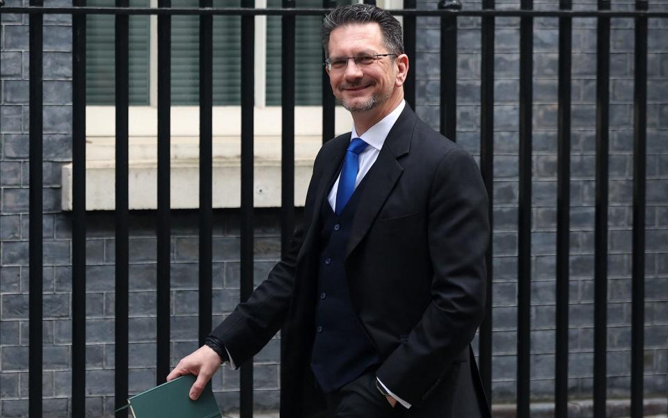 Steve Baker, a Northern Ireland minister, arrives in Downing Street this morning - Isabel Infantes/AFP