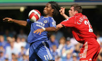 Manchester United were back at the top with the launch of the Aerow II, but it was Chelsea's Didier Drogba who top scored with 20. (Photo credit should read JOHN D MCHUGH/AFP/Getty Images)