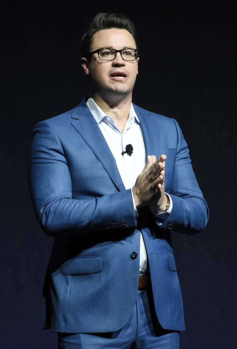 Dave Hollis, executive vice president of theatrical exhibition sales and distribution for Walt Disney Studios, addresses the audience during their presentation at CinemaCon 2017 at Caesars Palace on Tuesday, March 28, 2017, in Las Vegas. (Photo by Chris Pizzello/Invision/AP)