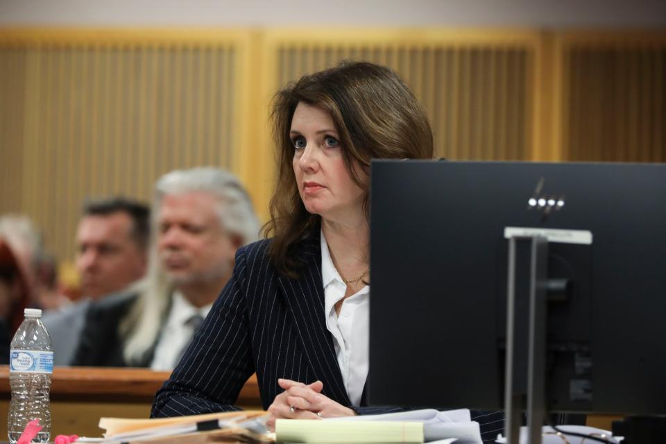 ATLANTA, GA - FEBRUARY 15: Fulton County Special prosecutor Anna Cross, who is representing the Fulton County District attorney's office, looks on during a hearing in the case of the State of Georgia v. Donald John Trump at the Fulton County Courthouse on February 15, 2024 in Atlanta, Georgia. Judge Scott McAfee is hearing testimony as to whether DA Fani Willis and Special Prosecutor Nathan Wade should be disqualified from the case for allegedly lying about a personal relationship. (Photo by Alyssa Pointer-Pool/Getty Images)