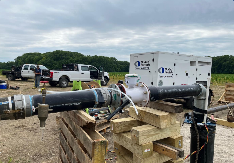 This picture shows a test well used for the aquifer testing as part of the Lebanon LEAP project, to help determine if there is enough water to support the development. Two such test wells pumped for 3 days each while monitoring wells recorded water level changes.