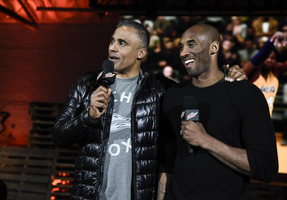 There were erroneous reports that Rick Fox (left), a teammate of Kobe Bryant's from 1997-2004, was also on the helicopter during the fatal crash. (Photo by Dan Steinberg/Invision for NBA 2K/AP Images)