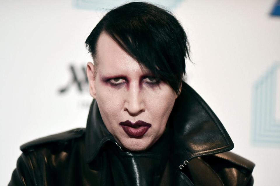 Marilyn Manson was accused of spitting and blowing his nose on a videographer at a 2019 concert (Photo by Richard Shotwell/Invision/AP, File) (AP)