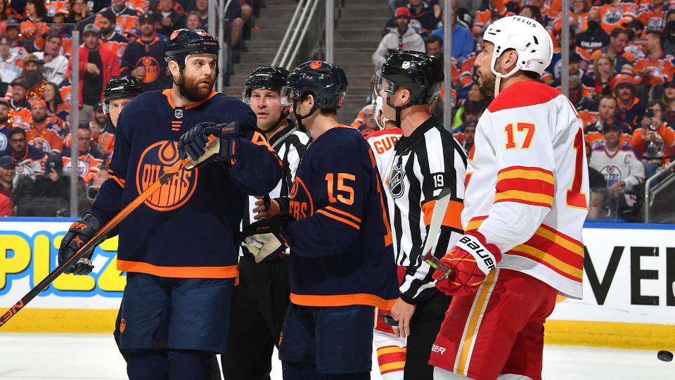 Milan Lucic (17) hit the showers early in Game 3. (Photo by Andy Devlin/NHLI via Getty Images)