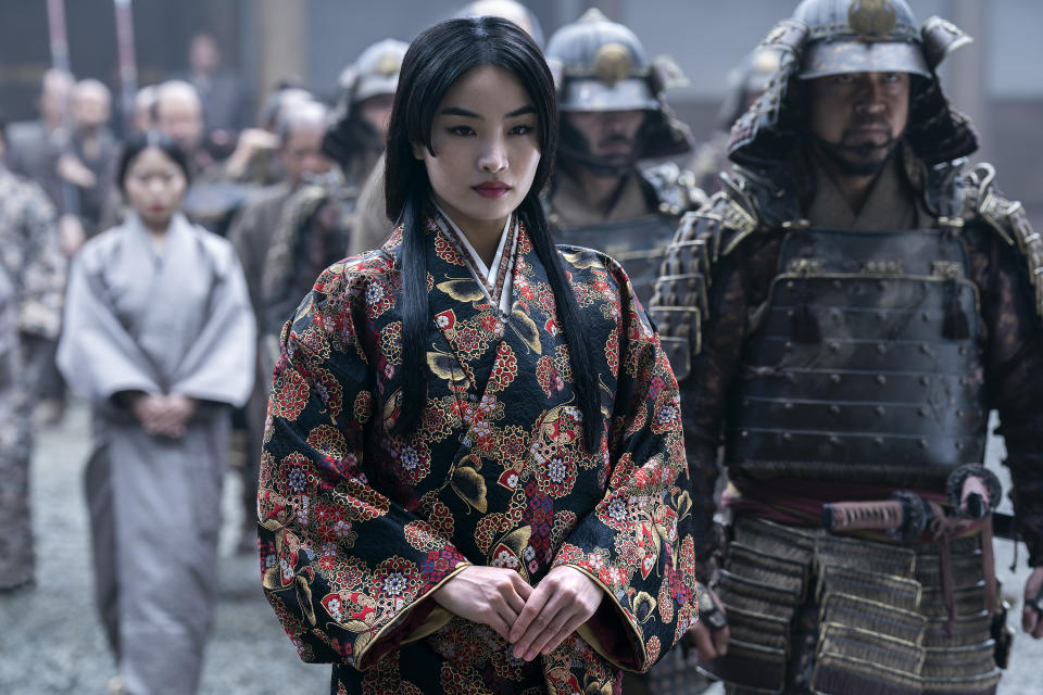 “SHOGUN” --  "Crimson Sky" -- Episode 9 (Airs April 16)  Pictured (C):  Anna Sawai as Toda Mariko.  CR: Katie Yu/FX