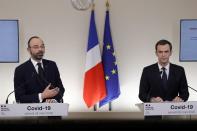 French PM Philippe and Health Minister Veran give a news conference on the coronavirus outbreak