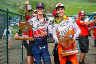 <em>Jett Lawrence won in the 250 class last year ahead of his brother Hunter Lawrence. This year, it’s a fair bet Hunter will challenge for his first Thunder Valley win. – Align Media</em>