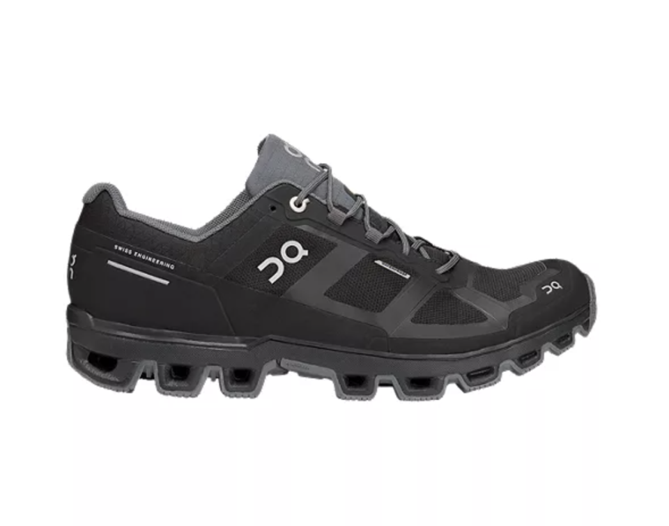 On Men's Cloud Cloudventure Waterproof Trail Running Shoes in black and grey (Photo via Sport Chek)