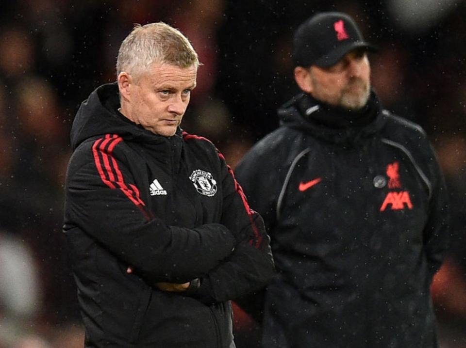 Solskjaer looks on during United’s defeat (AFP/Getty)