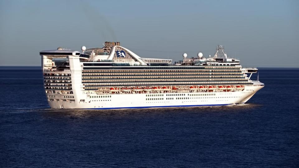 The Caribbean Princess cruise ship at sea.