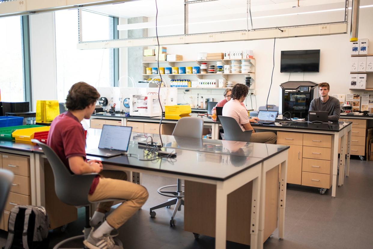 Labs in Ohio State's new Pelotonia Research Center, the first new building to open at Carmenton, the university's innovation district..This five-story, 305,000-square-foot laboratory building is equipped with new spaces, technologies and resources needed for researchers to work across disciplines to accelerate new discoveries.