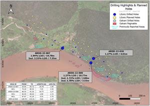 Galvani Pegmatite and Drill Hole Locations