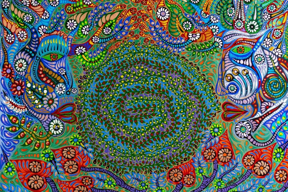 Obra de arte titulada “Conception Spring / Concepción de Primavera” del artista Zaplaflora Jesus Torres, por la que obtuvo el Premio del Voto Popular en la 20ª Exposición Jurada, patrocinada por People & Paintings Gallery en Nueva York en marzo de 2022.