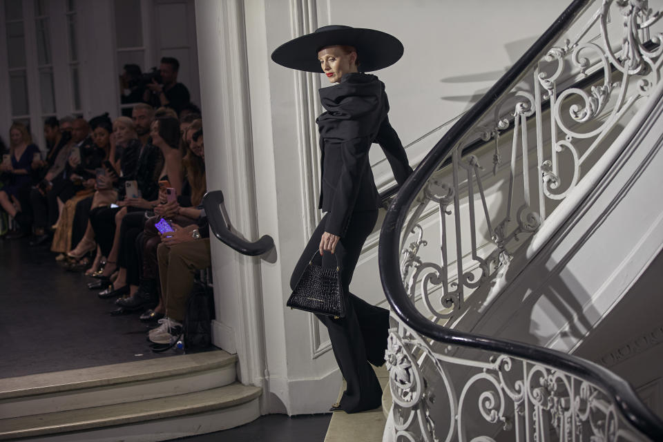 Fashion from designer Christian Siriano's collection is modeled during Fashion Week on Wednesday, Sept. 7, 2022, in New York. (AP Photo/Andres Kudacki)