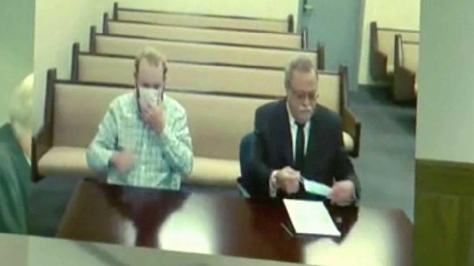 Travis and Gregory McMichael appear via video at a preliminary court hearing. / Credit: WTOC/pool