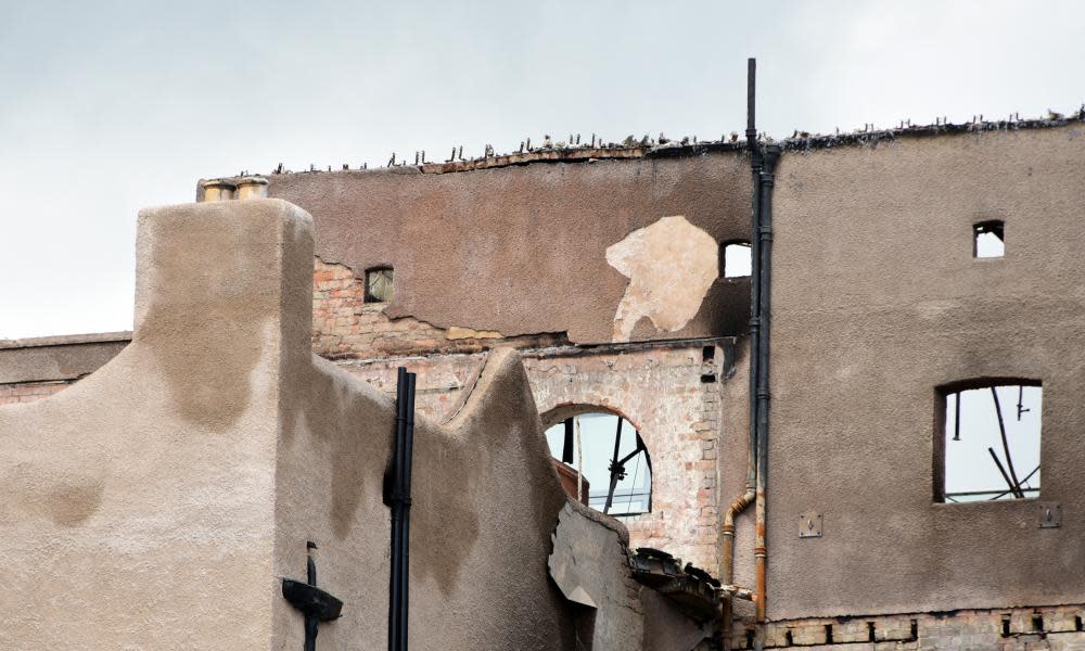 Smoke-blackened remains of the Glasgow School of Art’s Mackintosh building