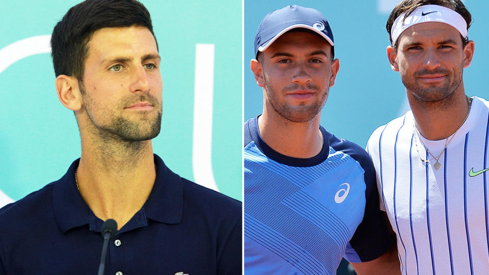 Novak Djokovic is under fire after Borna Coric and Grigor Dimitrov tested positive. Image: Getty/AAP