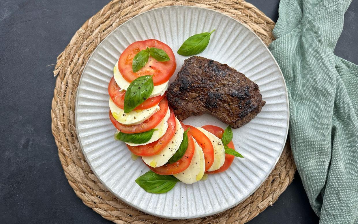 Steak with Caprese salad